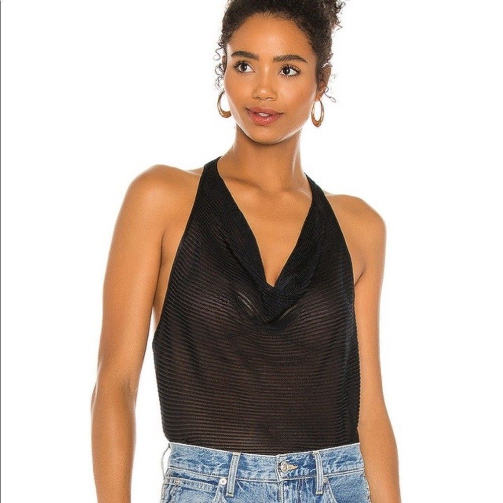 Free People So You Sweater Cami Womens Medium Black Sheer Knit Racerback
